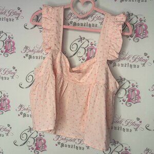 Maree maree tank top brand new with tags XL Pink Ruffled Crop Top hearts